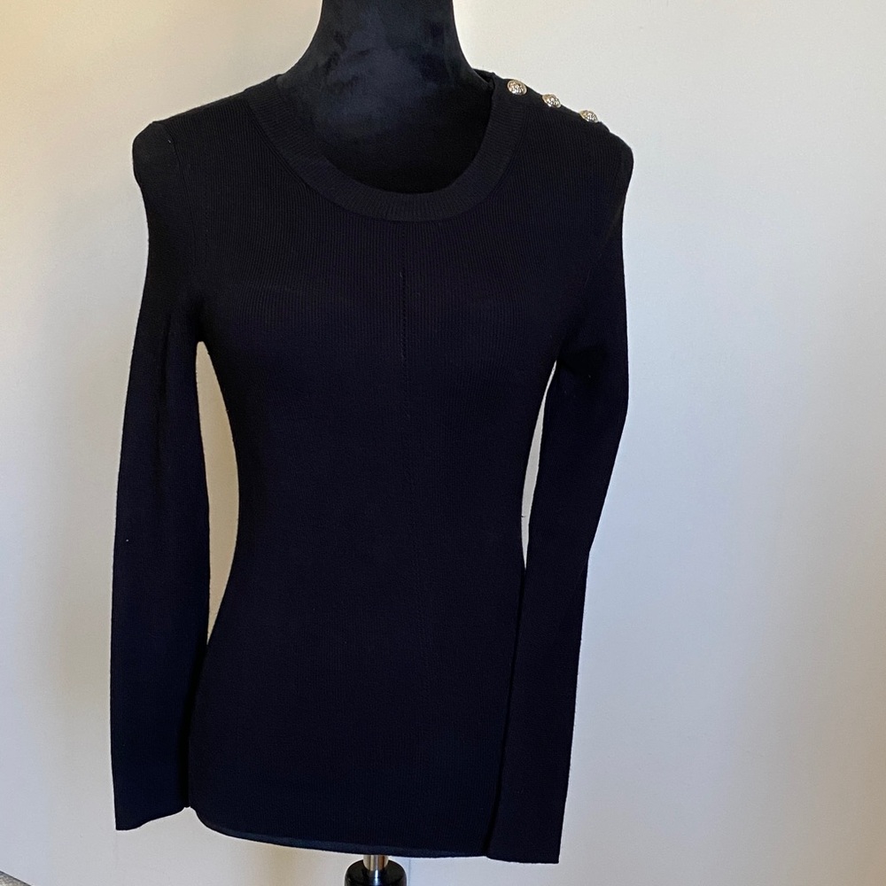 Elegant Whit House Black Market black Black Button-Shoulder Women's Top
